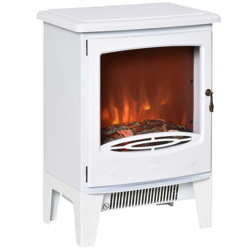 Image of a Freestanding White Electric Fire With Realistic Flame Effect 