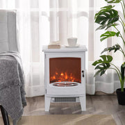 Image of a Freestanding White Electric Fire With Realistic Flame Effect 