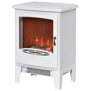 Image of a Freestanding White Electric Fire With Realistic Flame Effect 