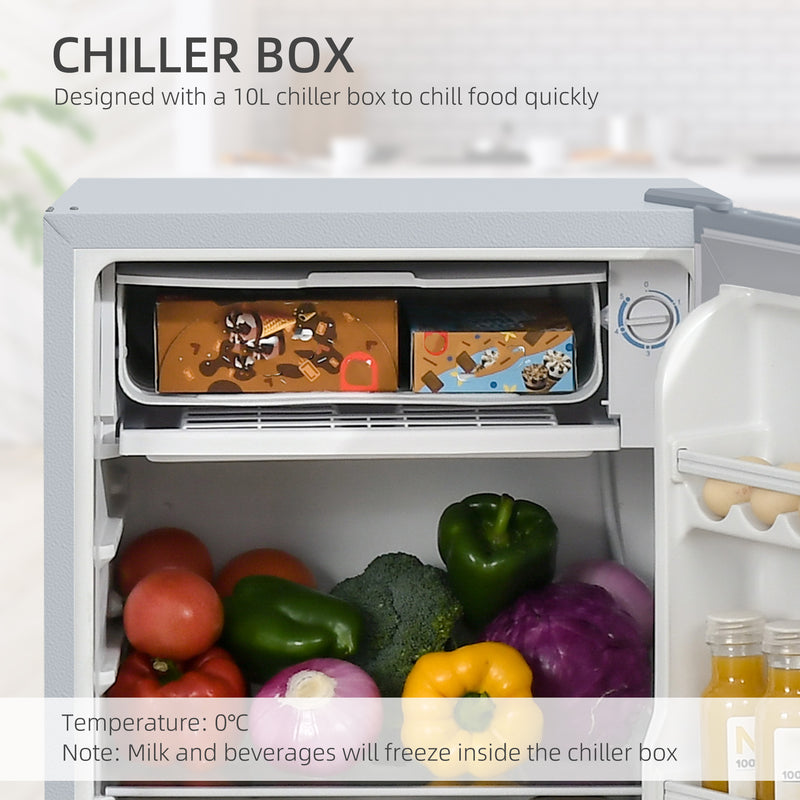 91L Under Counter Fridge Freezer With Chiller Box Adjustable Thermostat Grey