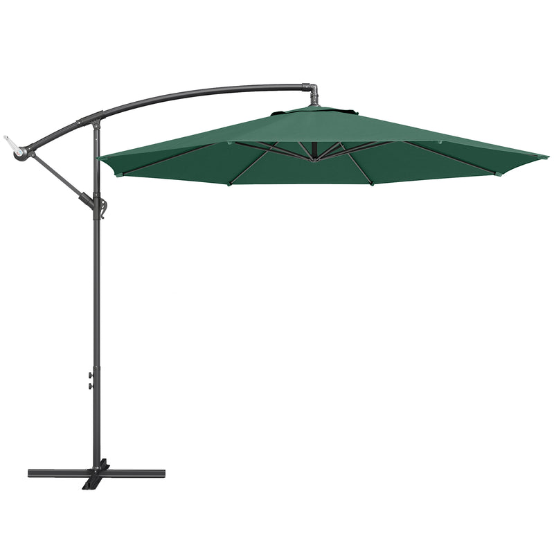 Cantilever Garden Parasol with Adjustable Shade and UPF 30+ UV Protection for Patio or Lawn, Dark Green