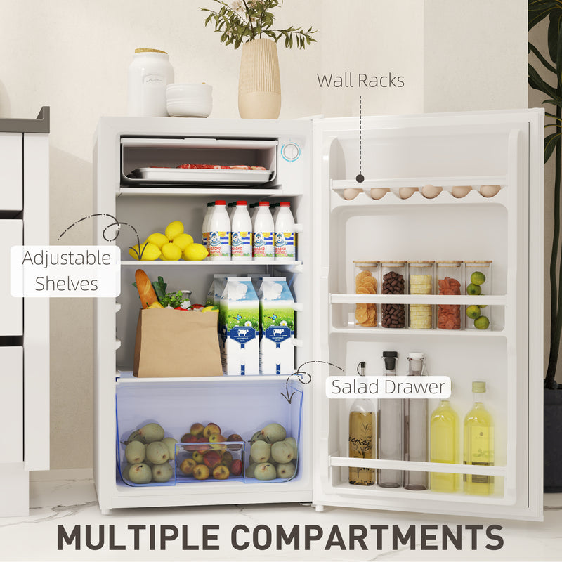 White 91L Freestanding Under Counter Fridge with Lock by HOMCOM