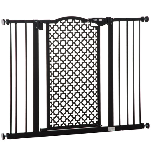Adjustable Pet Safety Gate with Auto Close and Double Locking for Stairs Black
