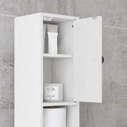 Tall Slim Bathroom Storage Cabinet With Adjustable Shelves And Cupboards, White