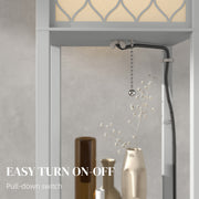 Grey and White Three Shelf Floor Lamp with Fabric Shade for Living Rooms by HOMCOM