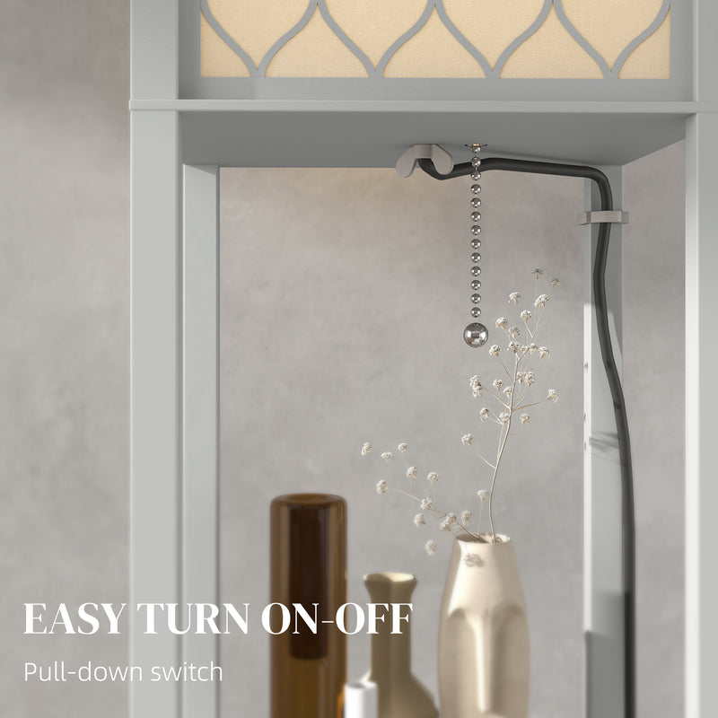 Grey and White Three Shelf Floor Lamp with Fabric Shade for Living Rooms by HOMCOM