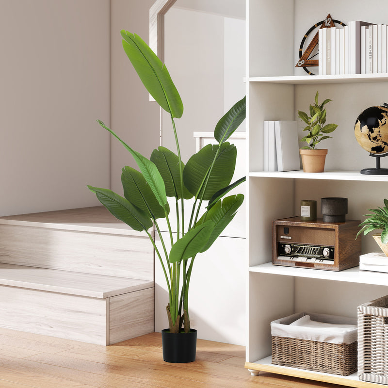 Tall Artificial Bird of Paradise Plant With Lifelike PEVA Leaves for Home or Office Green