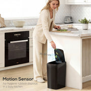 12L Motion Sensor Kitchen Bin with Touchless Opening and Steel Body, Black AOSOM