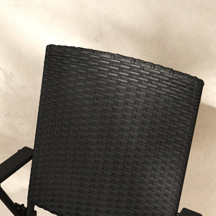 Set of Four Black Folding Rattan Dining Chairs for Outdoor and Garden by Outsunny