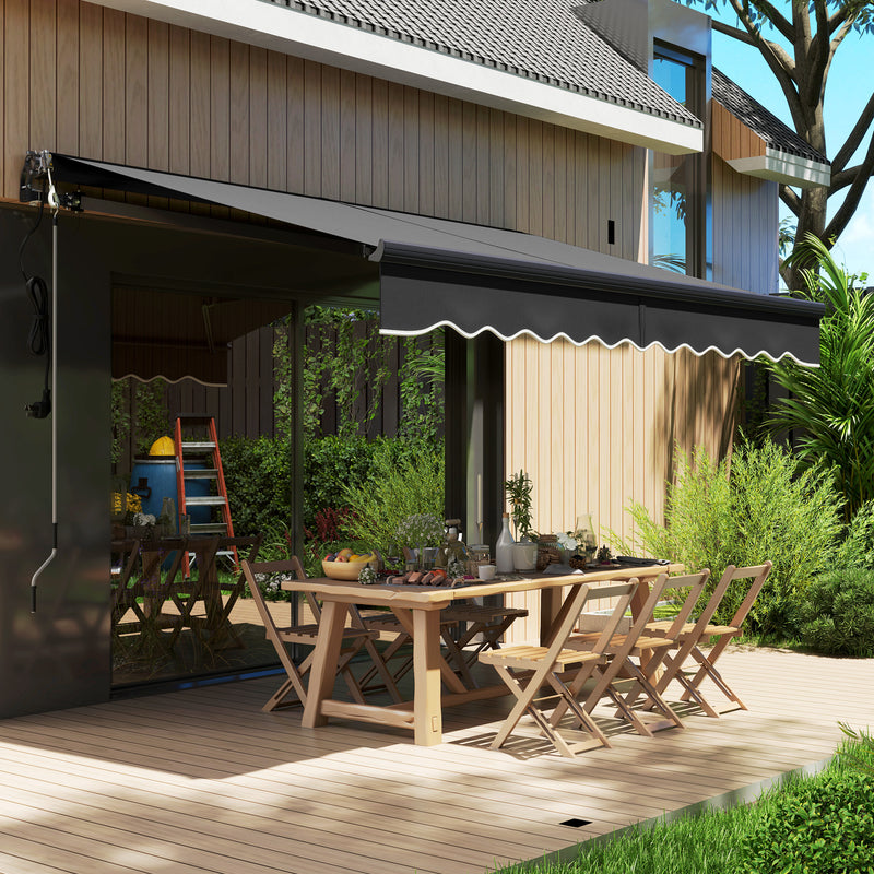 Dark Grey 3 x 2.5m Electric Retractable Awning with Remote Control UV30+ Sun Shade by Outsunny