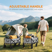 Folding Cargo Wagon Trolley with Telescopic Handle for Camping and Garden in Dark Grey