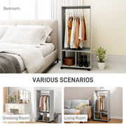 Grey Mobile Open Wardrobe with Clothes Rail and Storage Shelves by HOMCOM