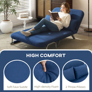 Two Seater Click Clack Sofa Bed with Adjustable Backrest for Guest Room Dark Blue