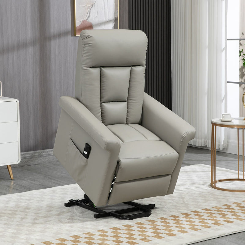 Electric Recliner Armchair with Remote and Footrest for Elderly Comfort and Support Grey