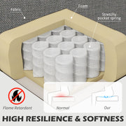 Light Grey Modern Boxy Armchair with Linen Look Upholstery by HOMCOM