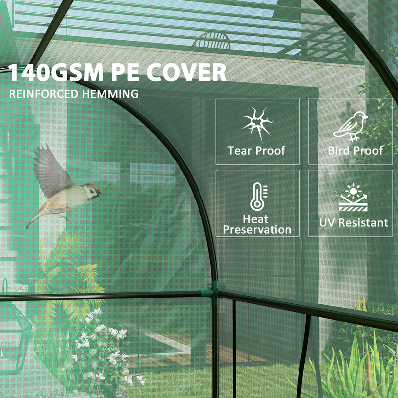 Walk In Garden Greenhouse With Zipped Door For Growing Plants And Herbs Green AOSOM