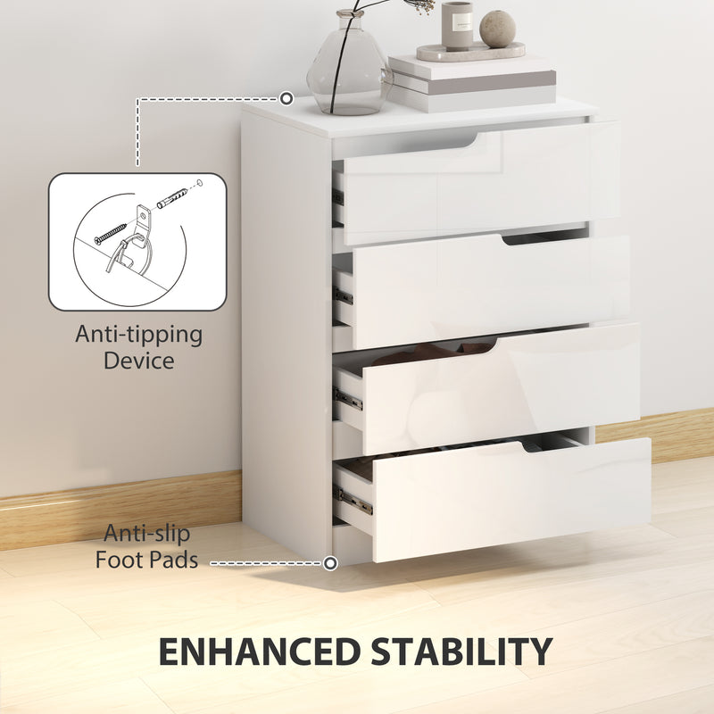 Bedroom Storage Set with 4 Drawer Chest and 2 Bedside Tables for a Tidy Room White