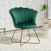 Green Velvet Lotus Petal Accent Chair With Gold Legs by HOMCOM