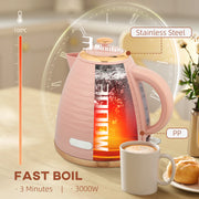 3kW Rapid Boil Electric Kettle With Honeycomb Design Ideal For Quick Brews, Pink