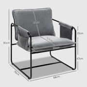 Grey Minimalist Padded Accent Chair with Side Pockets by HOMCOM