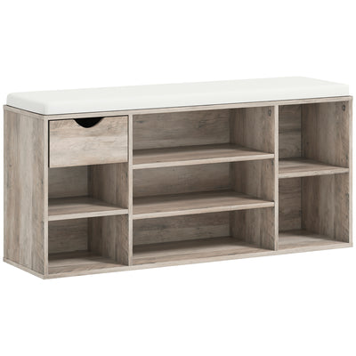Grey Shoe Storage Bench With Cushioned Seat Ideal For Hallway Or Bedroom Organisation