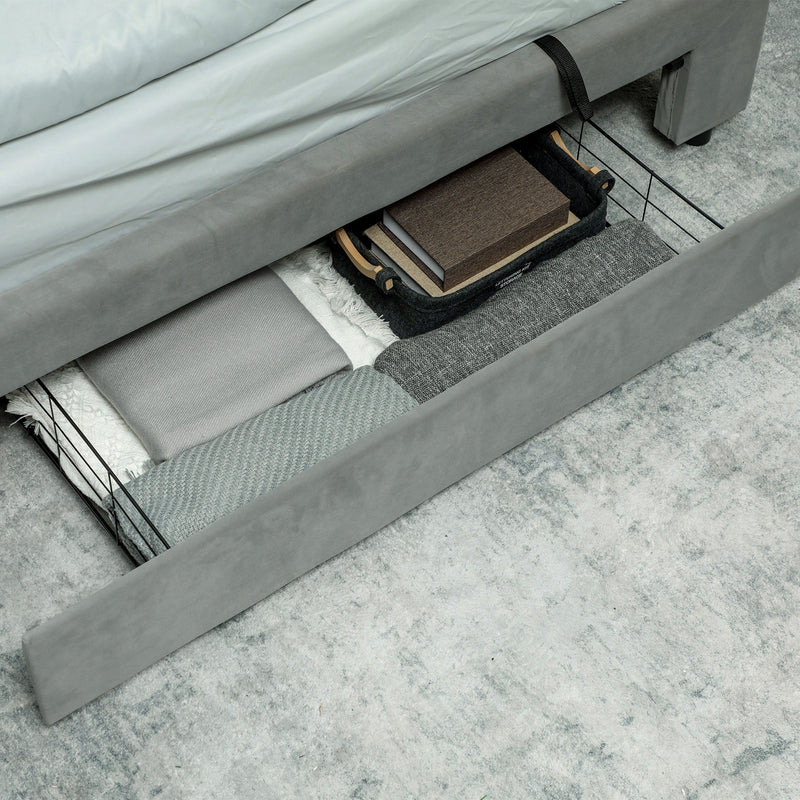 King Size Ottoman Bed Frame With Storage Drawer Ideal For Bedrooms Grey