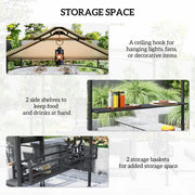 8 x 5 ft Beige Grill Gazebo Canopy Double Tier BBQ Shelter with Shelves and Hooks by Outsunny