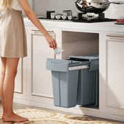 Pull Out Kitchen Bin with Dual Compartments for Hidden Waste and Recycling Grey Homcom