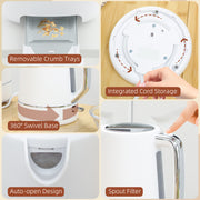 White 1.7L Fast Boil Cordless Kettle and 2 Slice Toaster Set With 6 Browning Levels by HOMCOM