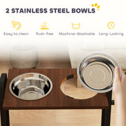 Adjustable Elevated Dog Feeder With 4 Heights And Angled Bowls For All Breeds Brown AOSOM