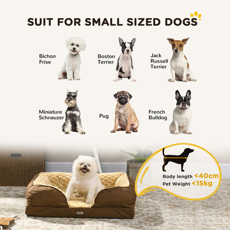 Calming Dog Bed with Removable Cover and Anti Slip Base for Small Dogs Brown