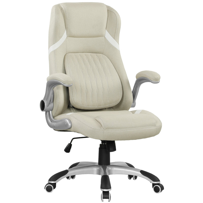 Linen Look Swivel Office Chair with Adjustable Height and Tilt for Home Desk Use Beige