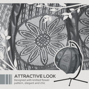 Charcoal Grey Round Egg Basket Chair with Steel Stand and Comfy Cushions by Outsunny