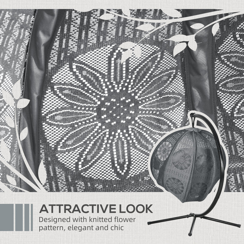 Charcoal Grey Round Egg Basket Chair with Steel Stand and Comfy Cushions by Outsunny