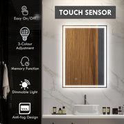 LED Bathroom Mirror with Dimmable Lights and Anti Fog Touch Control for Makeup, Silver