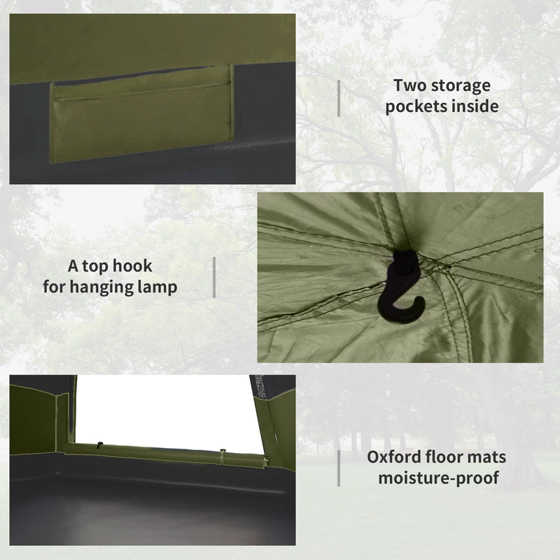 Pop Up 4 Person Tent for Quick and Easy Camping Shelter Dark Green and Light Grey
