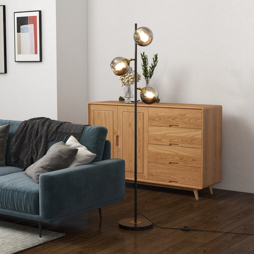 Modern Tree Floor Lamp with 3 Adjustable Lights for Living Room or Bedroom, Grey