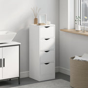 Bathroom Storage Cabinet with Four Drawers for Small Spaces Slim Design White AOSOM