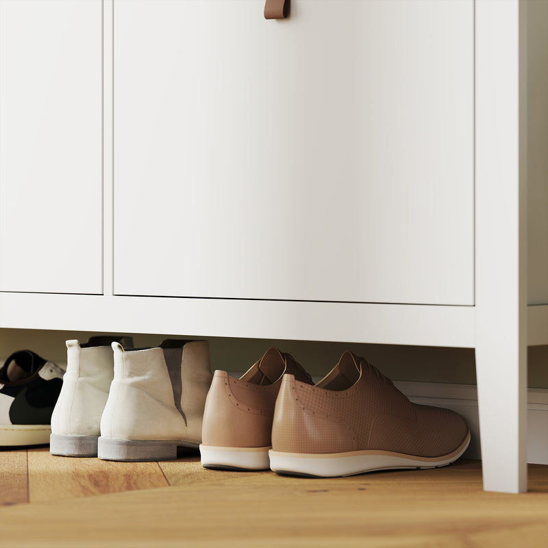 White Modern Shoe Storage Cabinet with Four Deep Drawers for Hallway Organising by HOMCOM