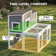 Two Level Rabbit Hutch with Easy Clean Tray and Secure Run for Indoor or Outdoor Use Grey AOSOM