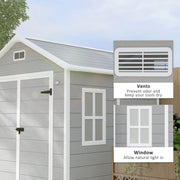 6x5 Plastic Garden Shed with Floor Window Lockable Doors and Vents Light Grey by Outsunny