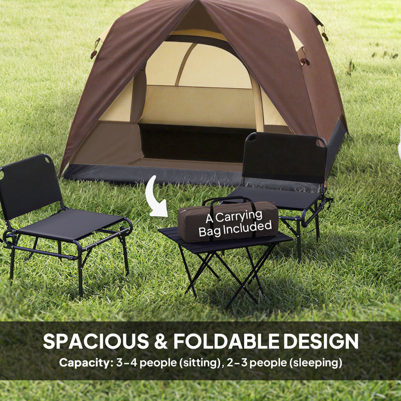 Dome Camping Tent for 3 People Quick Setup Waterproof Shelter with Carry Bag Brown Khaki