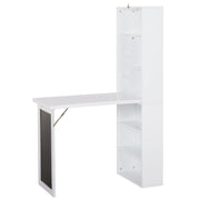 Wall Mounted Folding Computer Desk with Blackboard and Shelf for Home Office, White