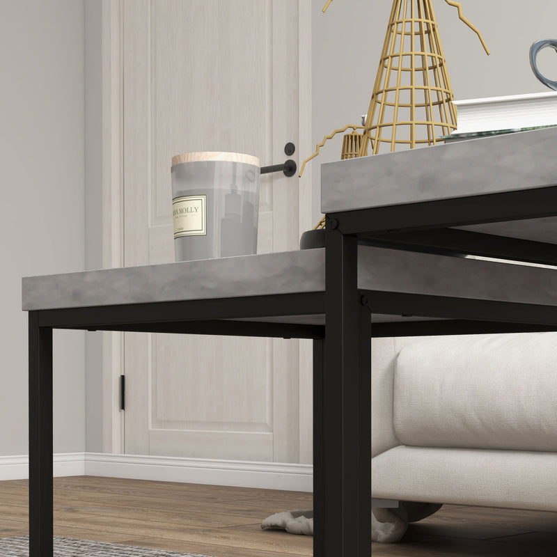 Nesting Tables Set of 2 for Small Living Rooms Space Saving Steel Frame Grey