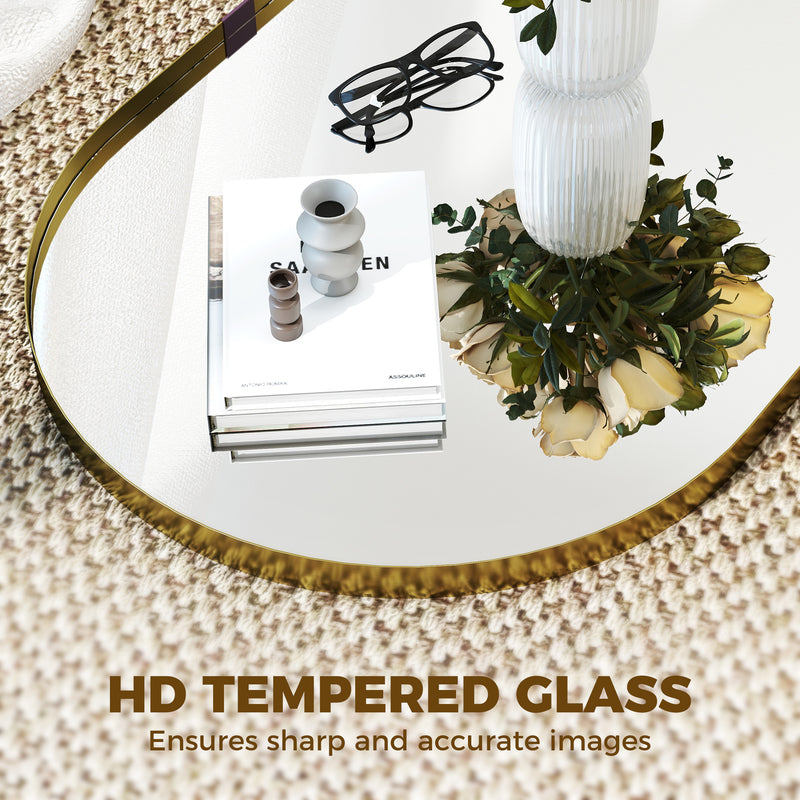 Wall Mirror with Deep Frame for Brightening Hallways or Living Rooms Gold Homcom