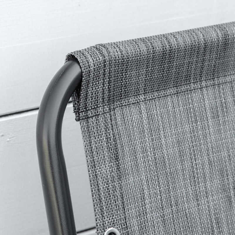 Set of 6 Grey Folding Garden Chairs with Armrests and Mesh Seats for Patio or Camping