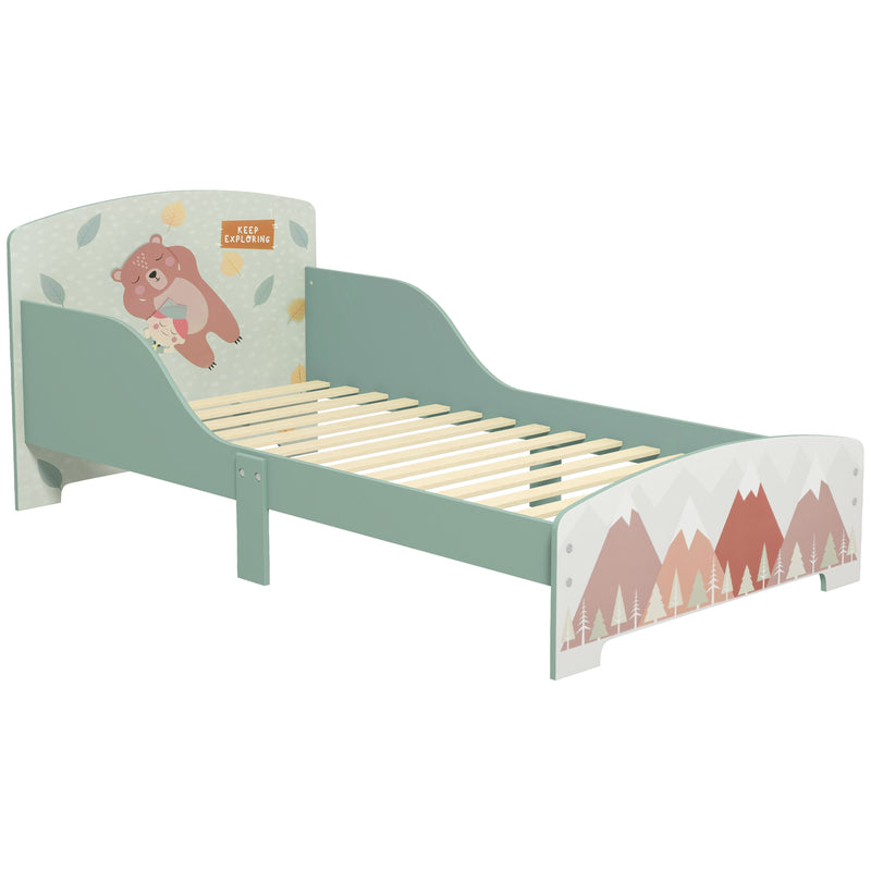 Toddler Bed Frame for Kids Aged 3 to 6 with Low Height Design for Safety Green