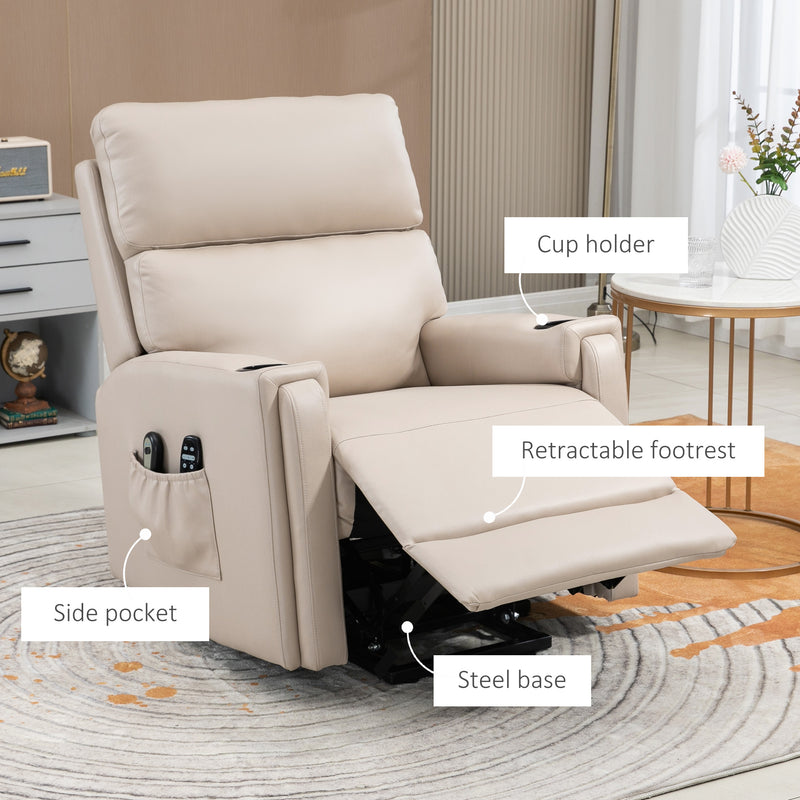 Electric Riser Recliner Chair with Massage and Heat for Comfortable Seating Support Beige