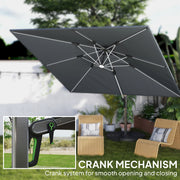 Grey 3m Garden Cantilever Parasol with Solar LED Lights and 360 Degree Rotation by Outsunny