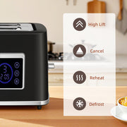 Touch Screen Kettle and Toaster Set With Fast Boil Function For Modern Kitchens Black